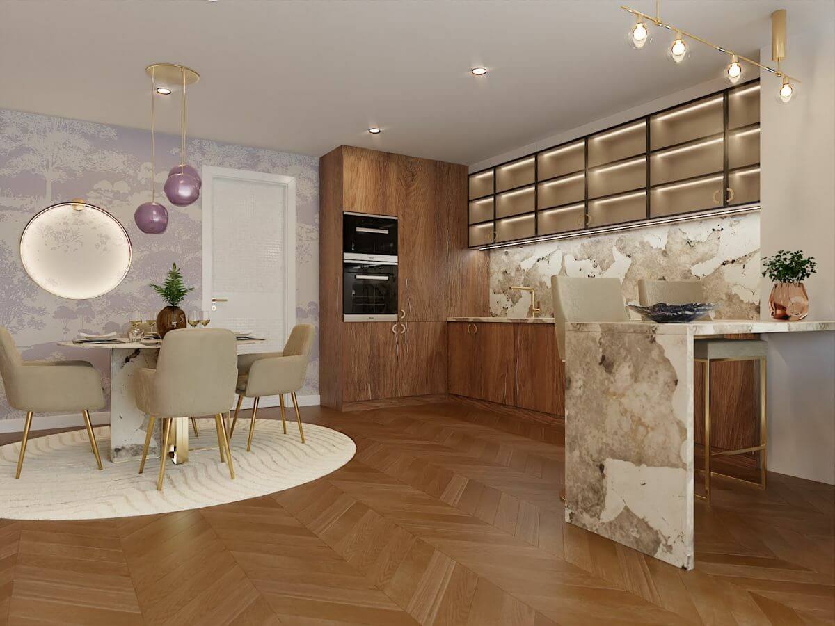Budapesti lakóparki luxus apartman különleges design elemekkel 130 m2-en